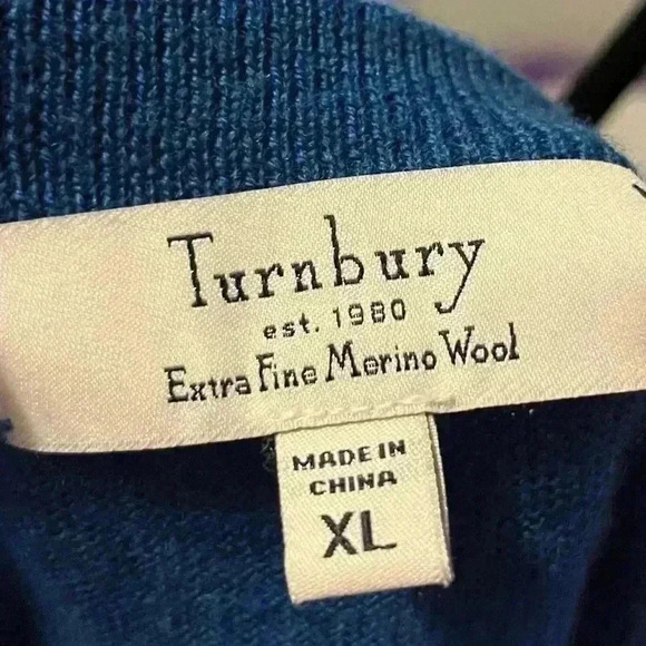 Turnburry Men's Blue Merino Wool V-Neck Sweater Vest Size XL - Picture 3 of 5